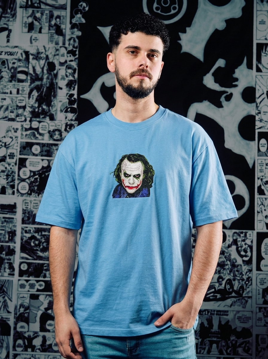 Batman Embroidered T-Shirt – The Dark Knight Rises – Light Blue