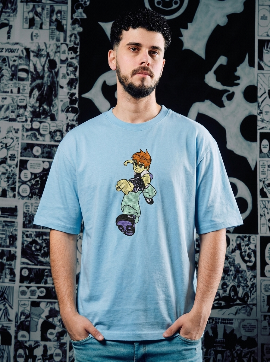 Ben 10 Embroidered T-Shirt – Omnitrix Hero – Light Blue