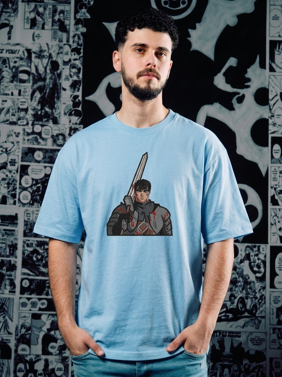 Berserk Embroidered T-Shirt – Berserker Armor – Light Blue