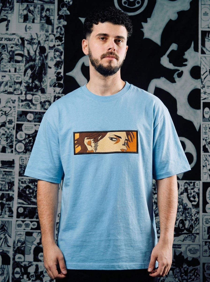 Black Clover Embroidered T-Shirt – Clover Kingdom Elite – Light Blue