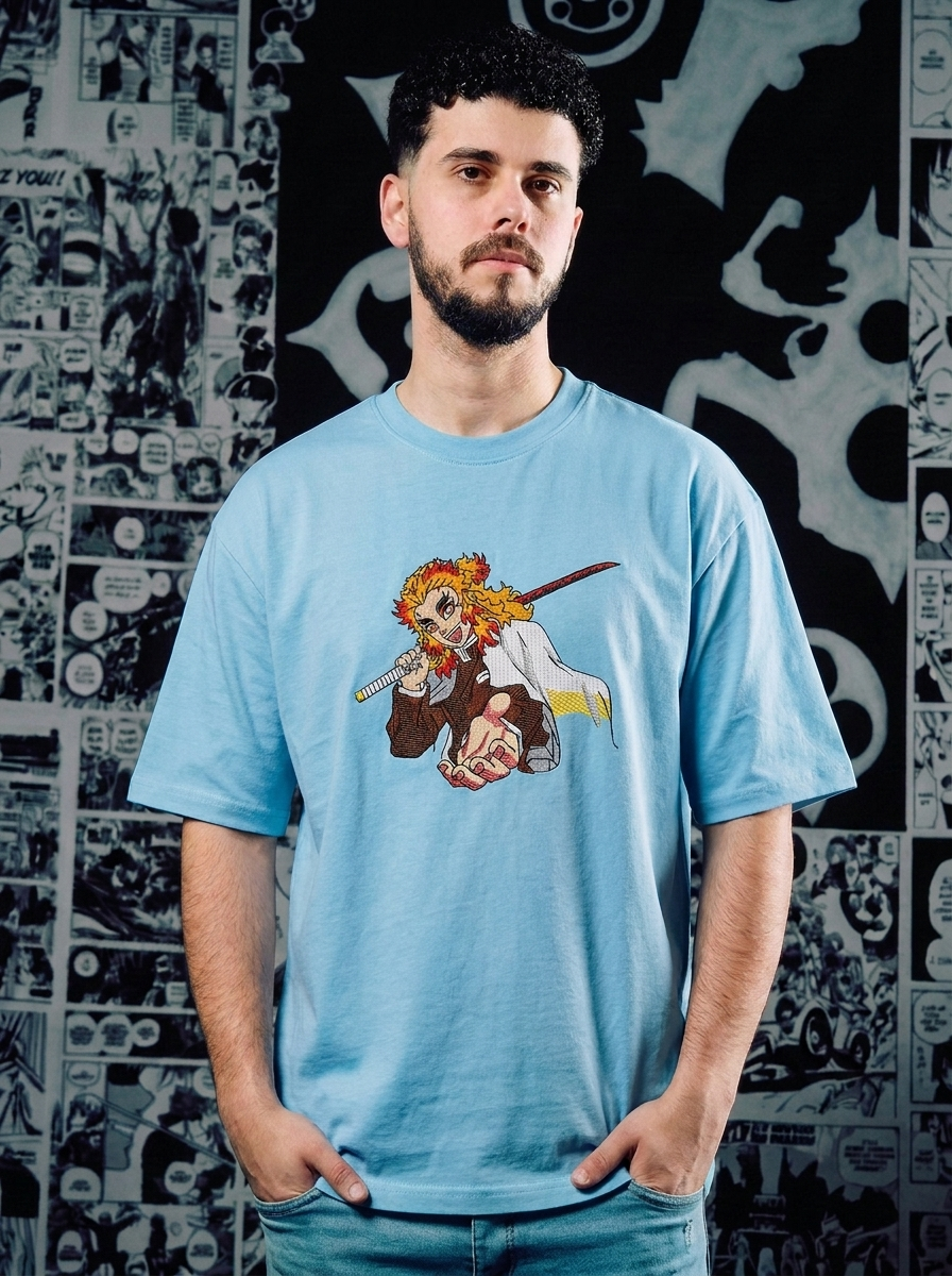 Demon Slayer Embroidered T-Shirt – Corps Insignia – Light Blue