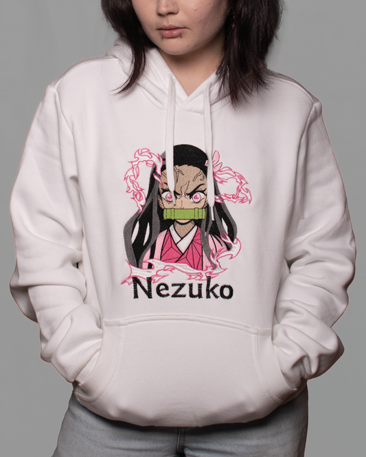 Demon Slayer Embroidered Hoodie – Nezuko & Tanjiro