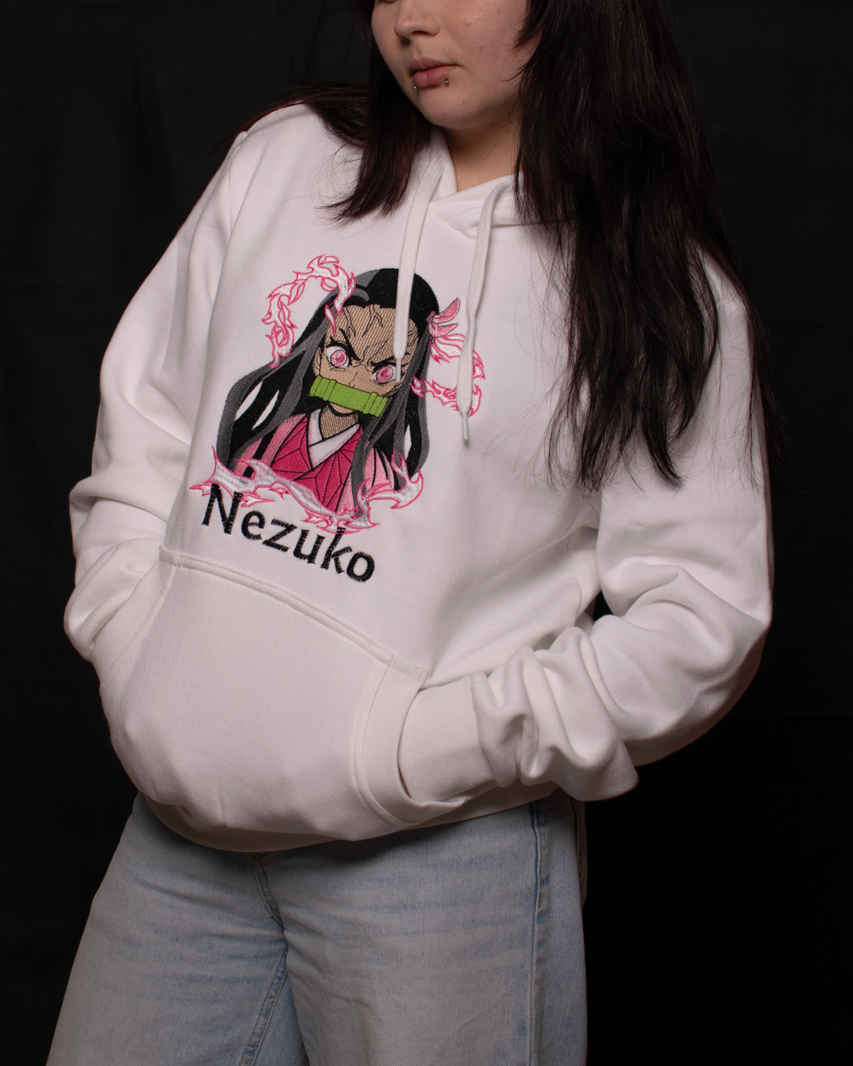 Demon Slayer Embroidered Hoodie – Nezuko & Tanjiro