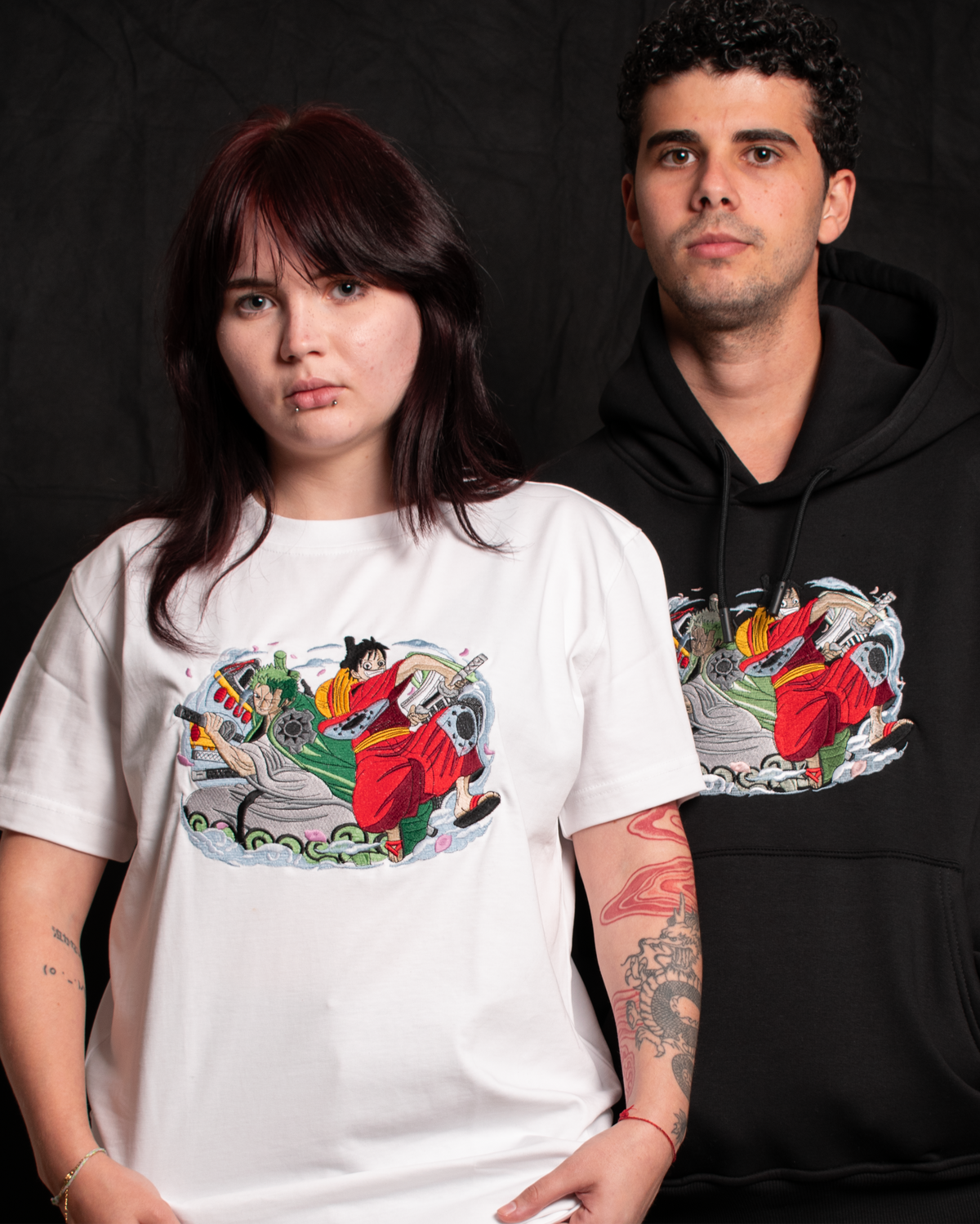 One Piece Embroidered Sweatshirt – Zoro & Luffy