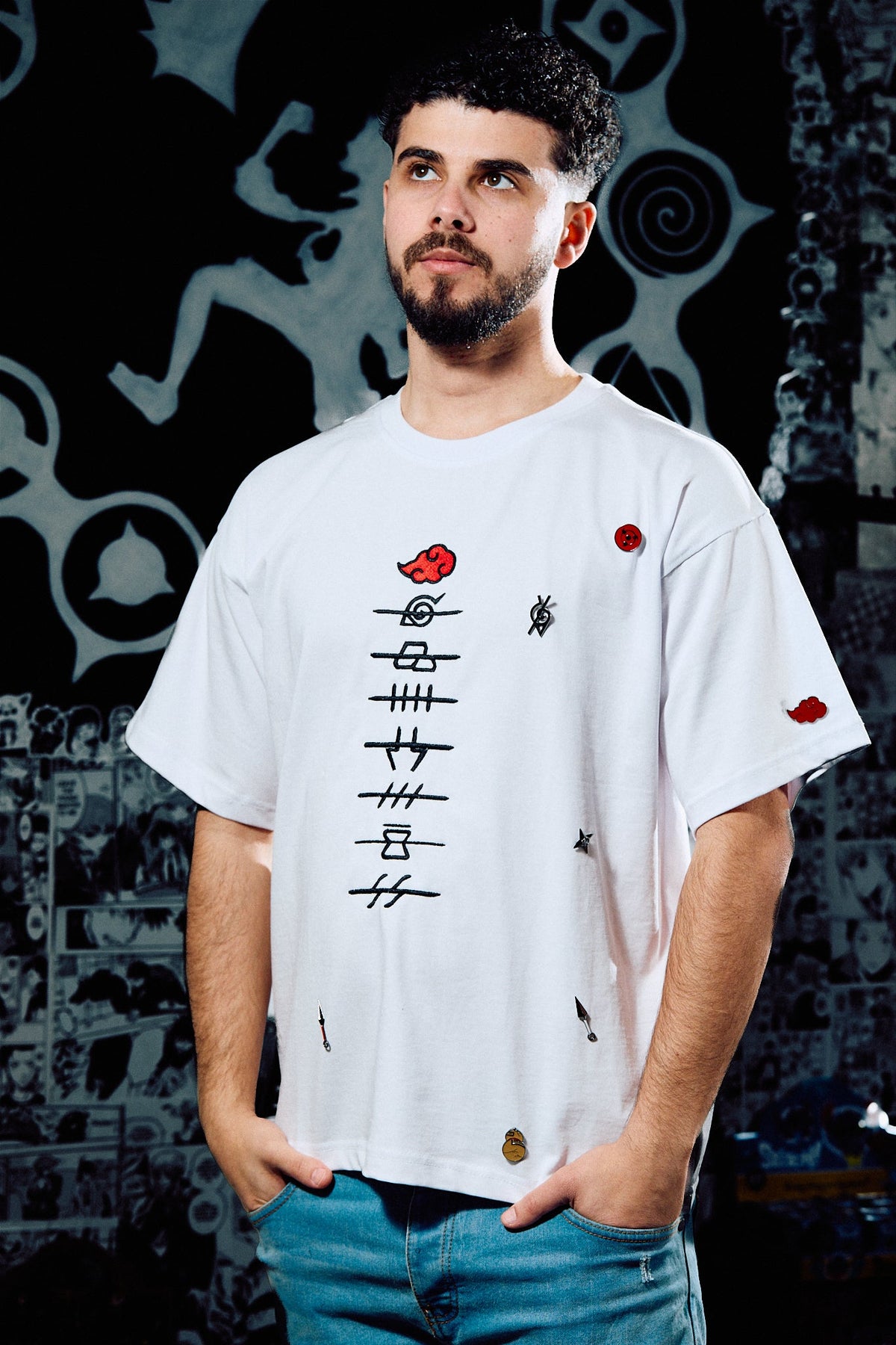 Naruto Embroidered T-Shirt – Akatsuki Members Edition – White