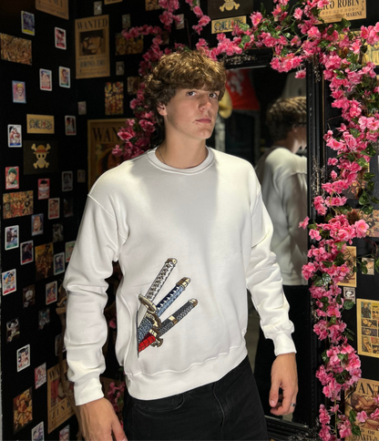 One Piece Embroidered Sweatshirt – Zoro’s Three Swords