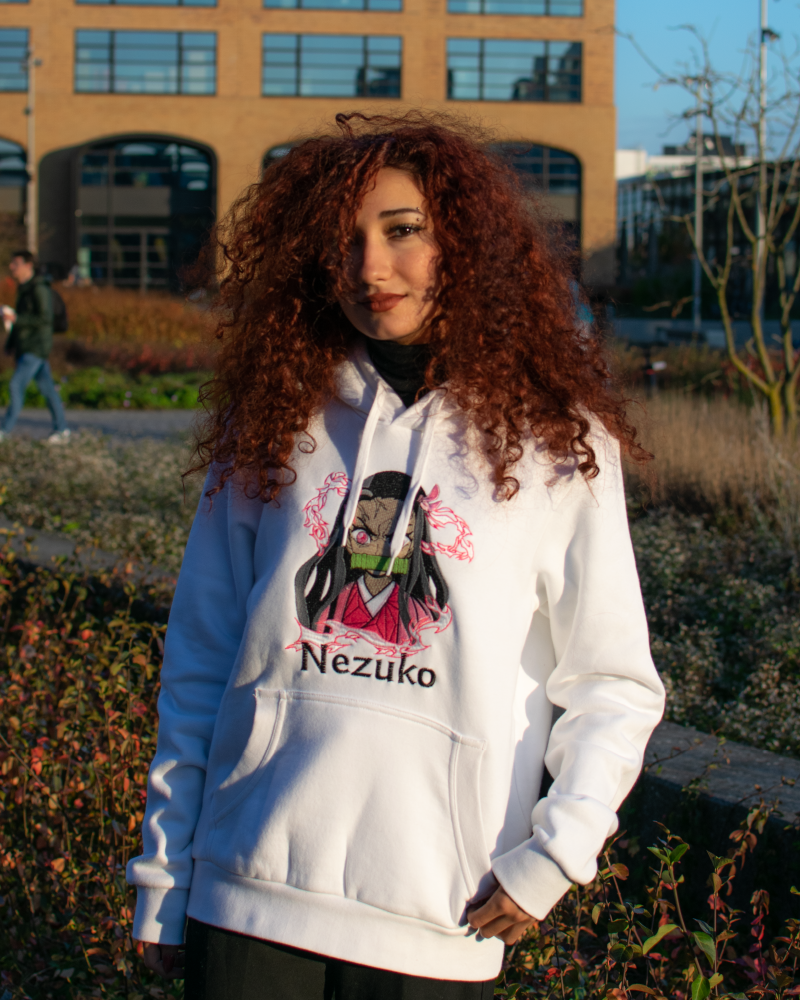 Demon Slayer Embroidered Hoodie – Nezuko & Tanjiro