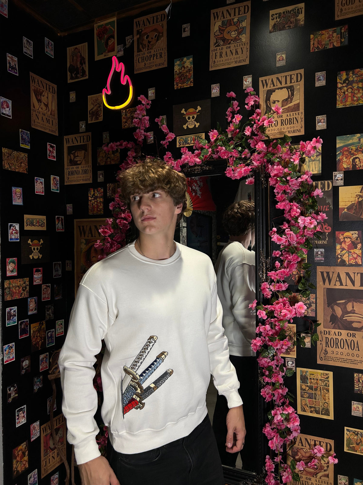 One Piece Embroidered Sweatshirt – Zoro’s Three Swords