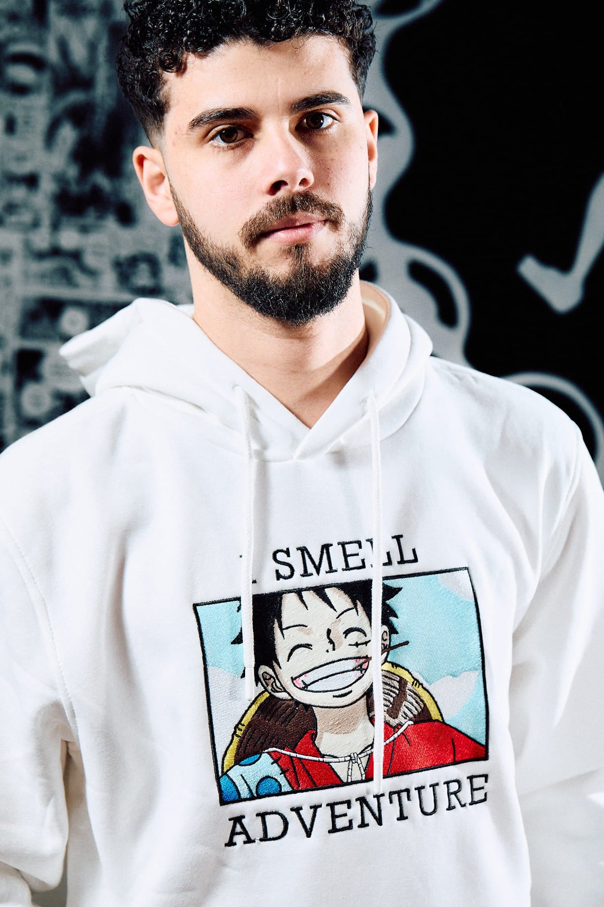 One Piece Embroidered Hoodie – Luffy ’I Smell Adventure’