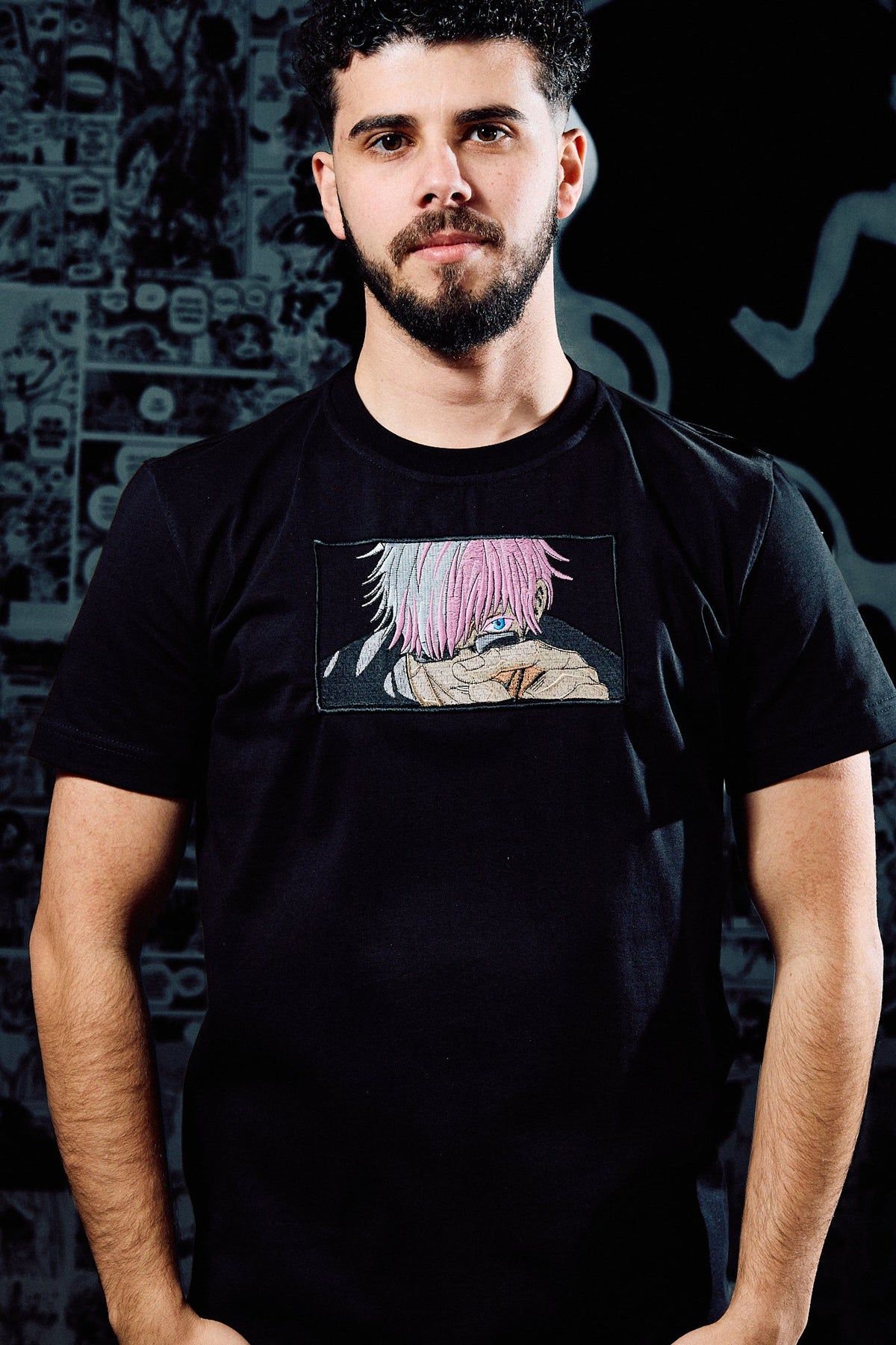 Jujutsu Kaisen Embroidered T-Shirt – Gojo Satoru Limitless – Black
