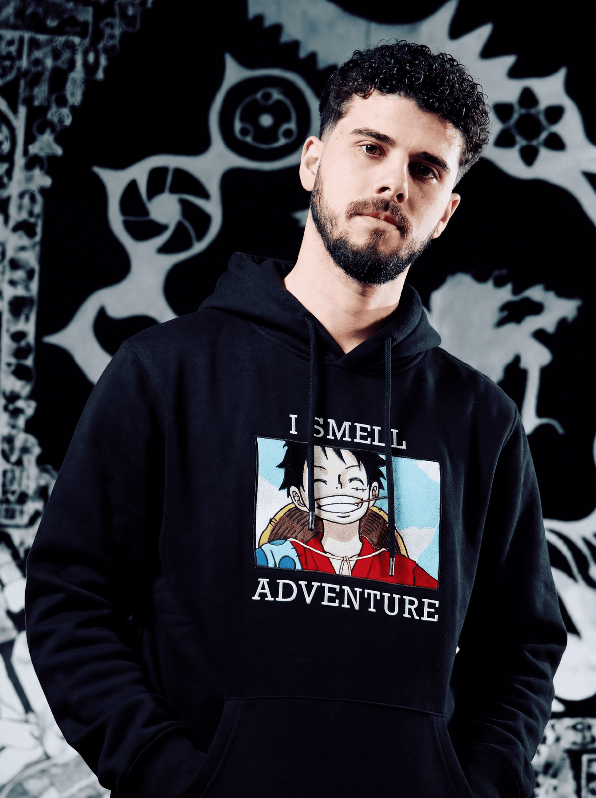 One Piece Embroidered Hoodie – Luffy ’I Smell Adventure’
