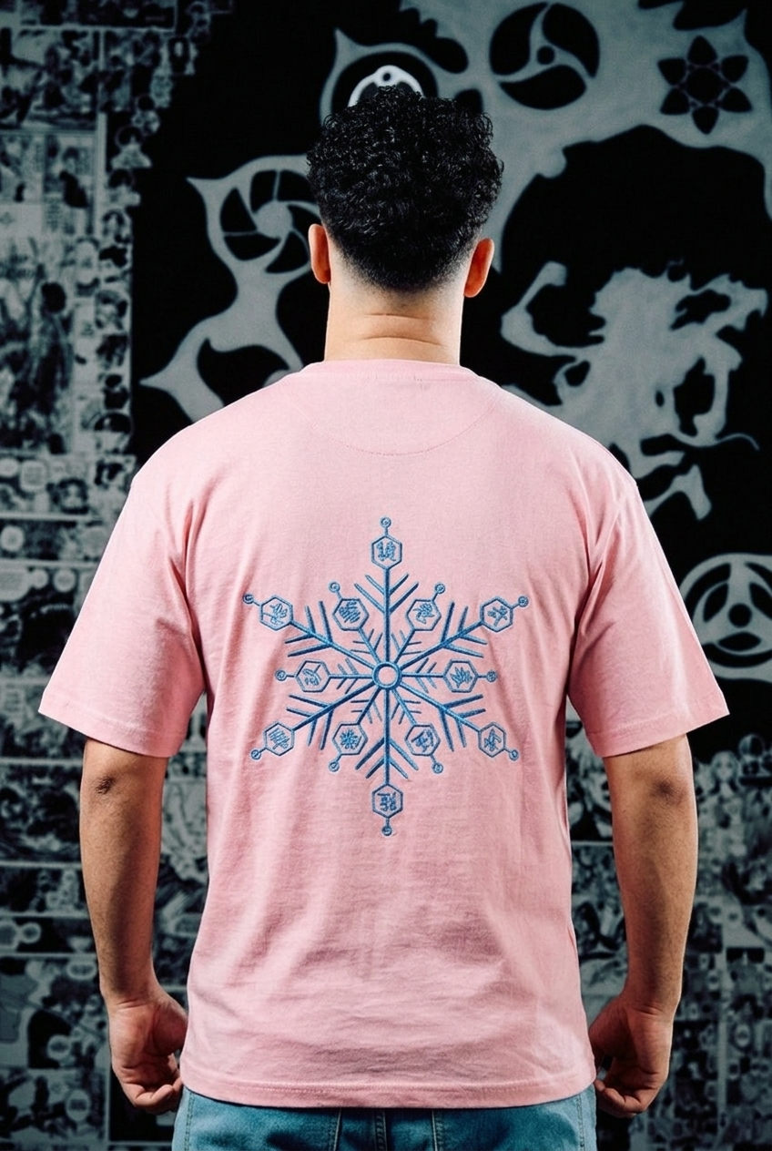 Jujutsu Kaisen Embroidered T-Shirt – Domain Expansion Back Print – Light Pink