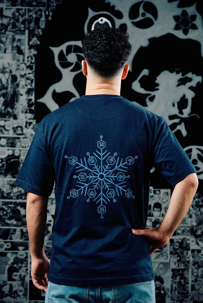 Jujutsu Kaisen Embroidered T-Shirt – Domain Expansion Back Print – Navy