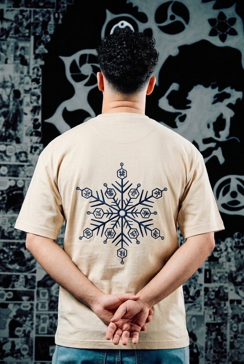 Jujutsu Kaisen Embroidered T-Shirt – Domain Expansion Back Print – Beige