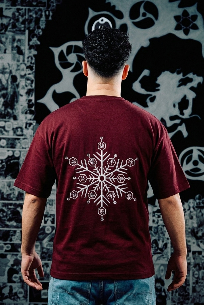 Jujutsu Kaisen Embroidered T-Shirt – Domain Expansion Back Print – Dark Red