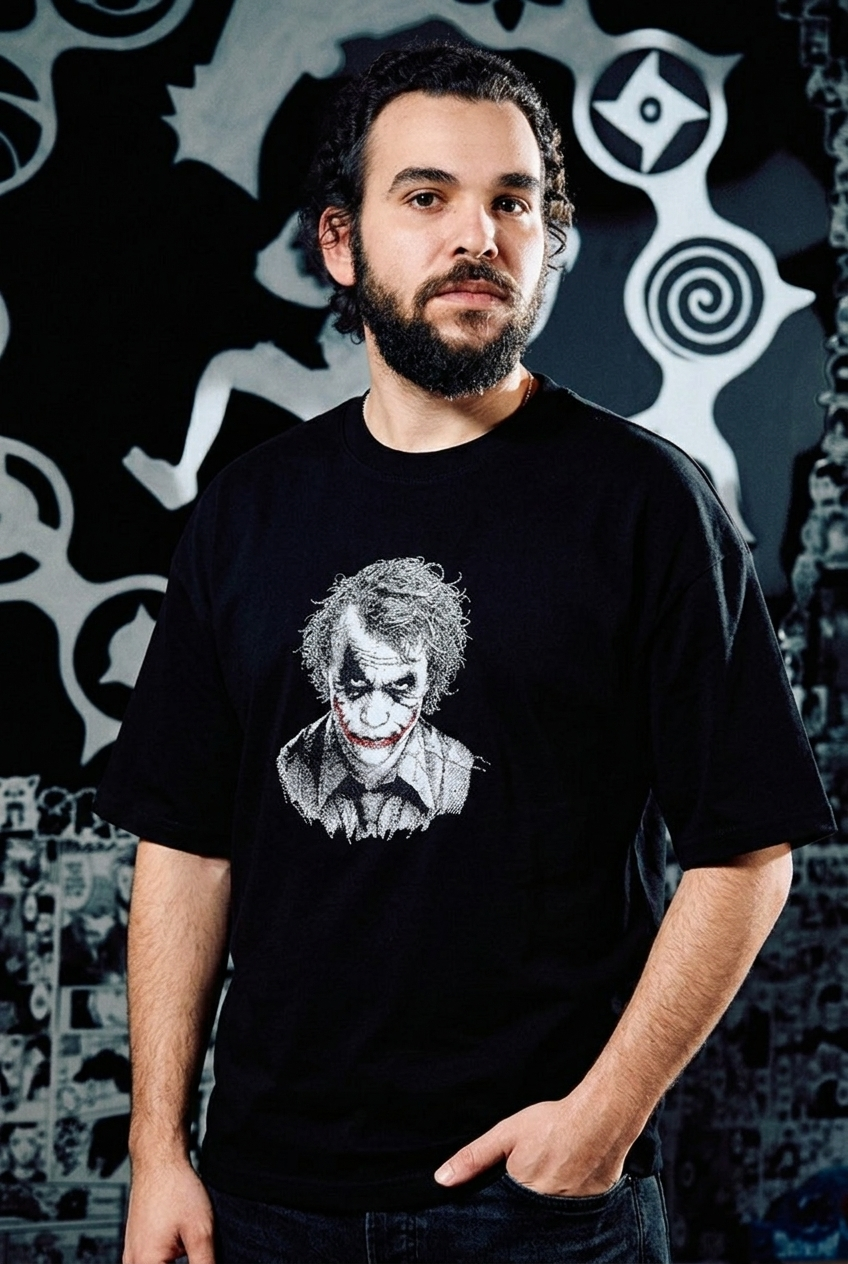 Batman Embroidered T-Shirt – Joker (Premium Edition) – Black