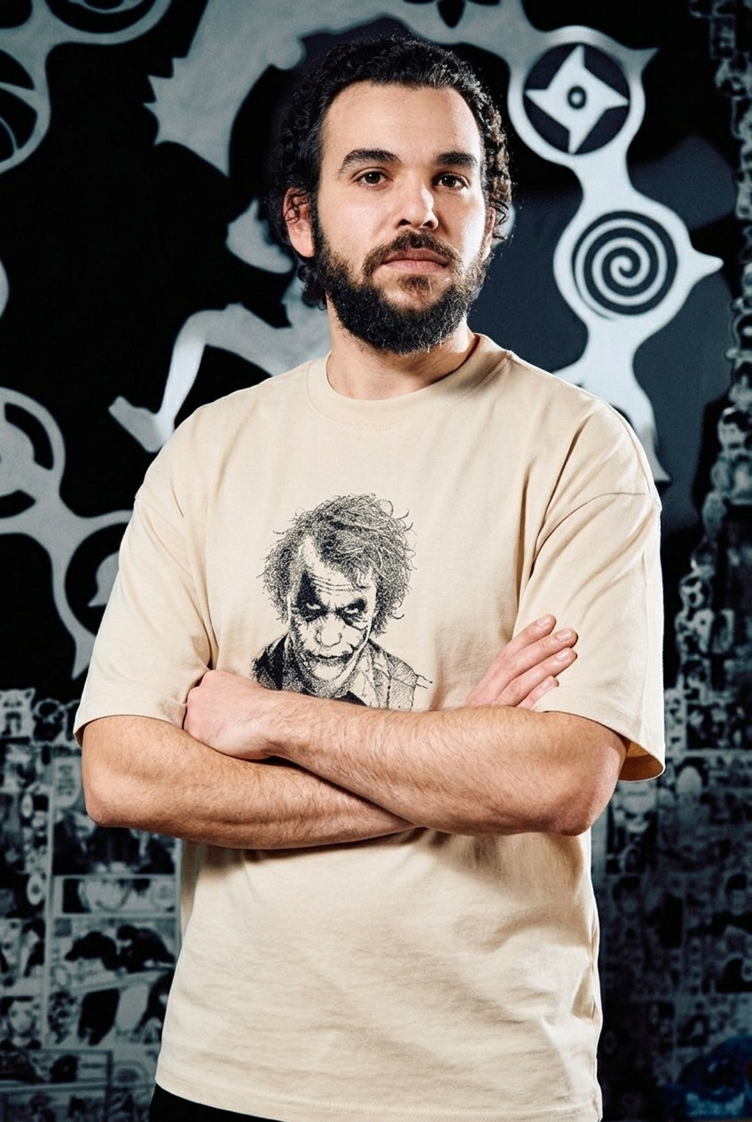 Batman Embroidered T-Shirt – Joker (Premium Edition) – Beige