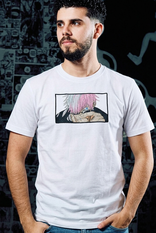 Jujutsu Kaisen Embroidered T-Shirt – Gojo Satoru Limitless – White