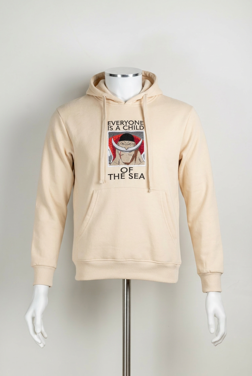 One Piece Embroidered Sweatshirt – Zoro Skull & Three Swords – Light Blue