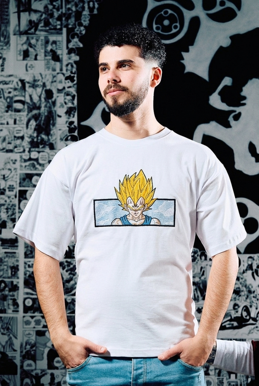 Dragon Ball Embroidered T-Shirt – Majin Vegeta Minimal – White