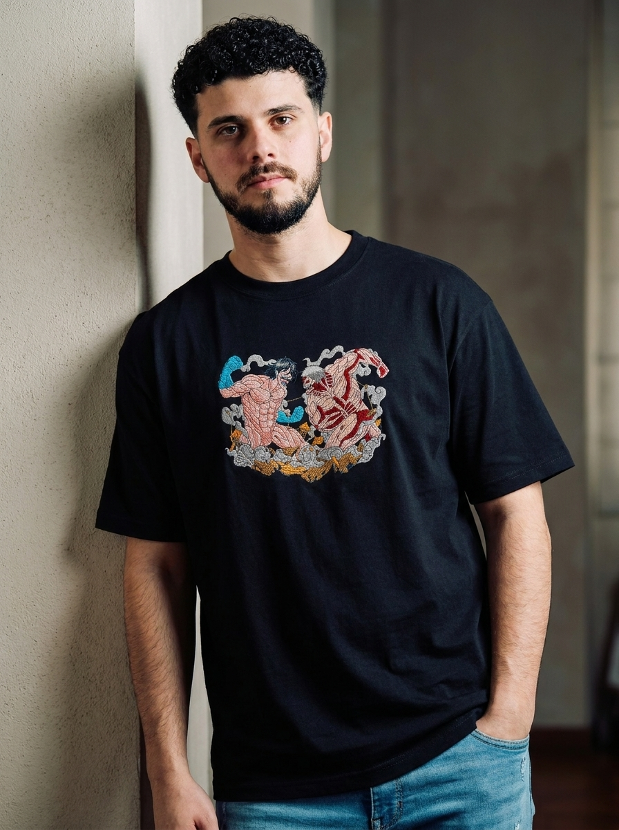Baki Embroidered T-Shirt – Underground Fighter – Black