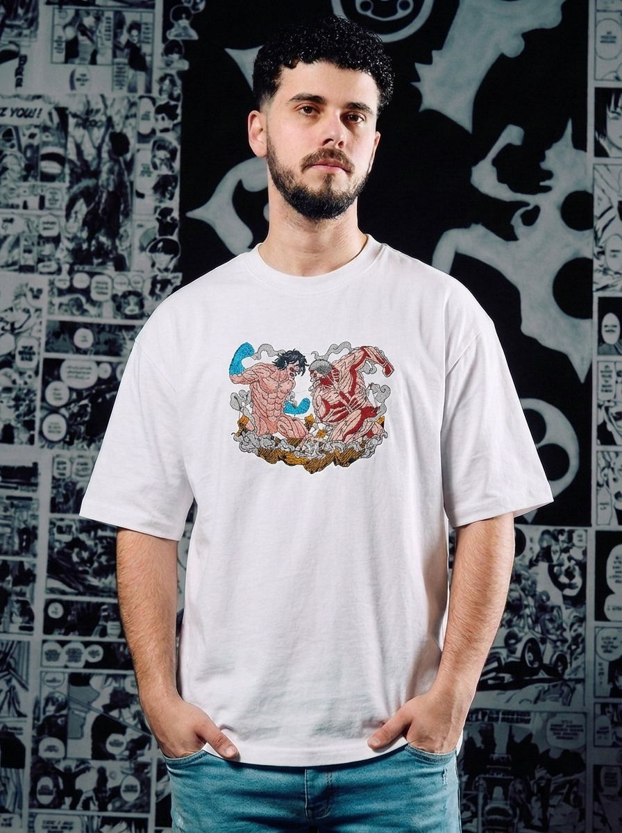 Baki Embroidered T-Shirt – Underground Fighter – White