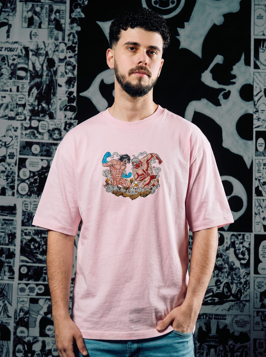 Baki Embroidered T-Shirt – Underground Fighter – Light Pink