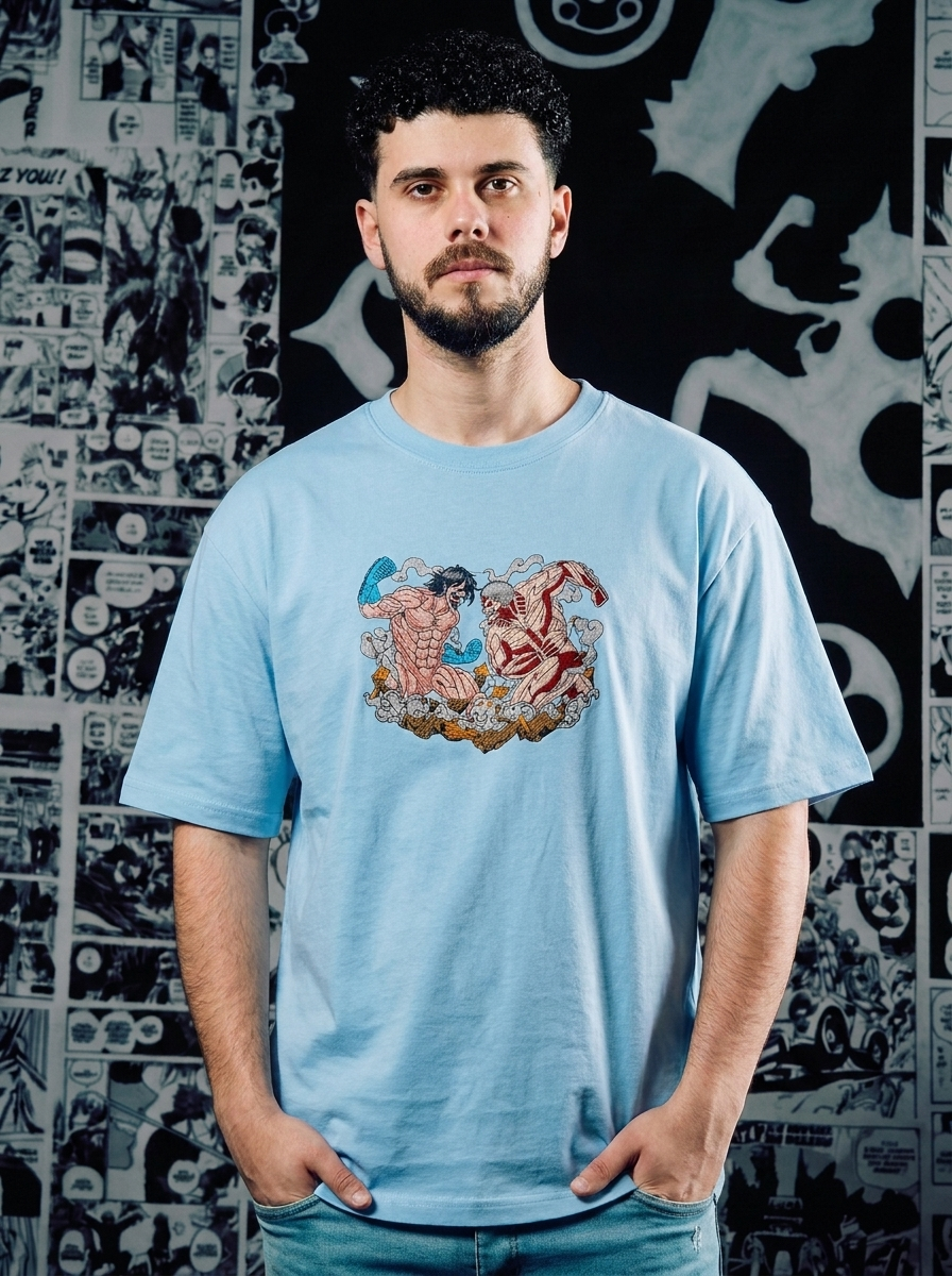 Baki Embroidered T-Shirt – Underground Fighter – Light Blue