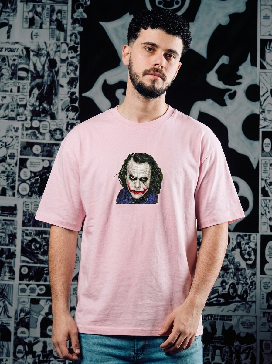 Batman Embroidered T-Shirt – The Dark Knight Rises – Light Pink