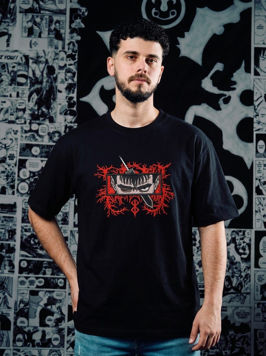 Berserk Embroidered T-Shirt – Griffin Sword – Black
