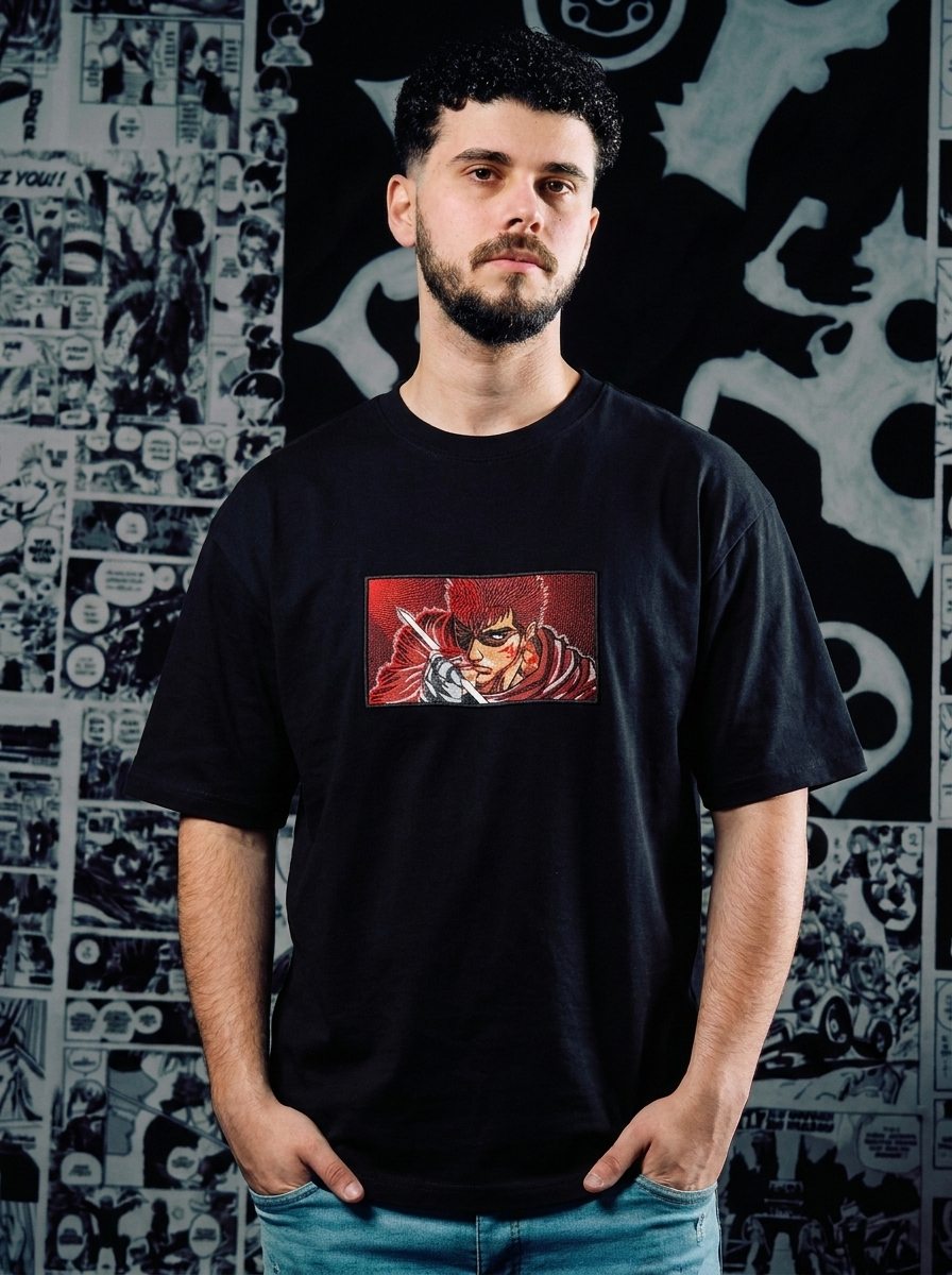 Berserk Embroidered T-Shirt – Eclipse Survivor – Black