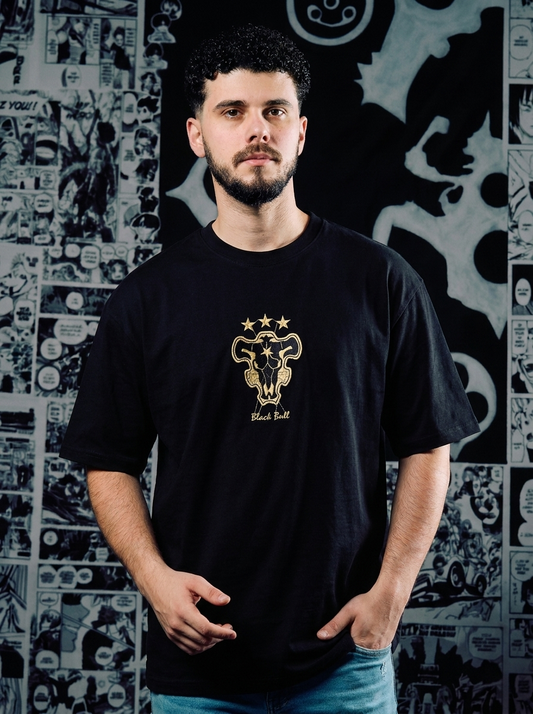 Black Clover Embroidered T-Shirt – Black Bulls Squad – Black