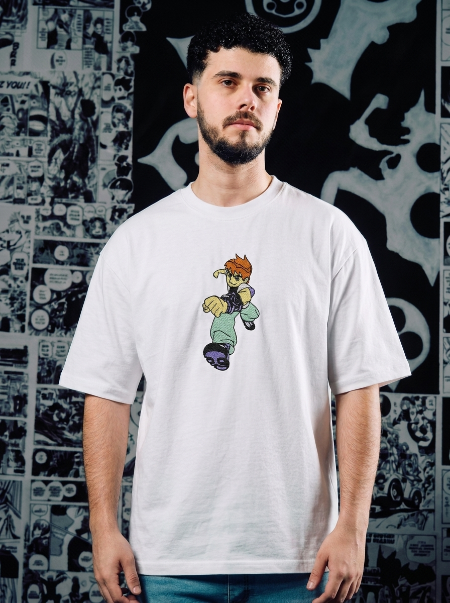 Ben 10 Embroidered T-Shirt – Omnitrix Hero – White