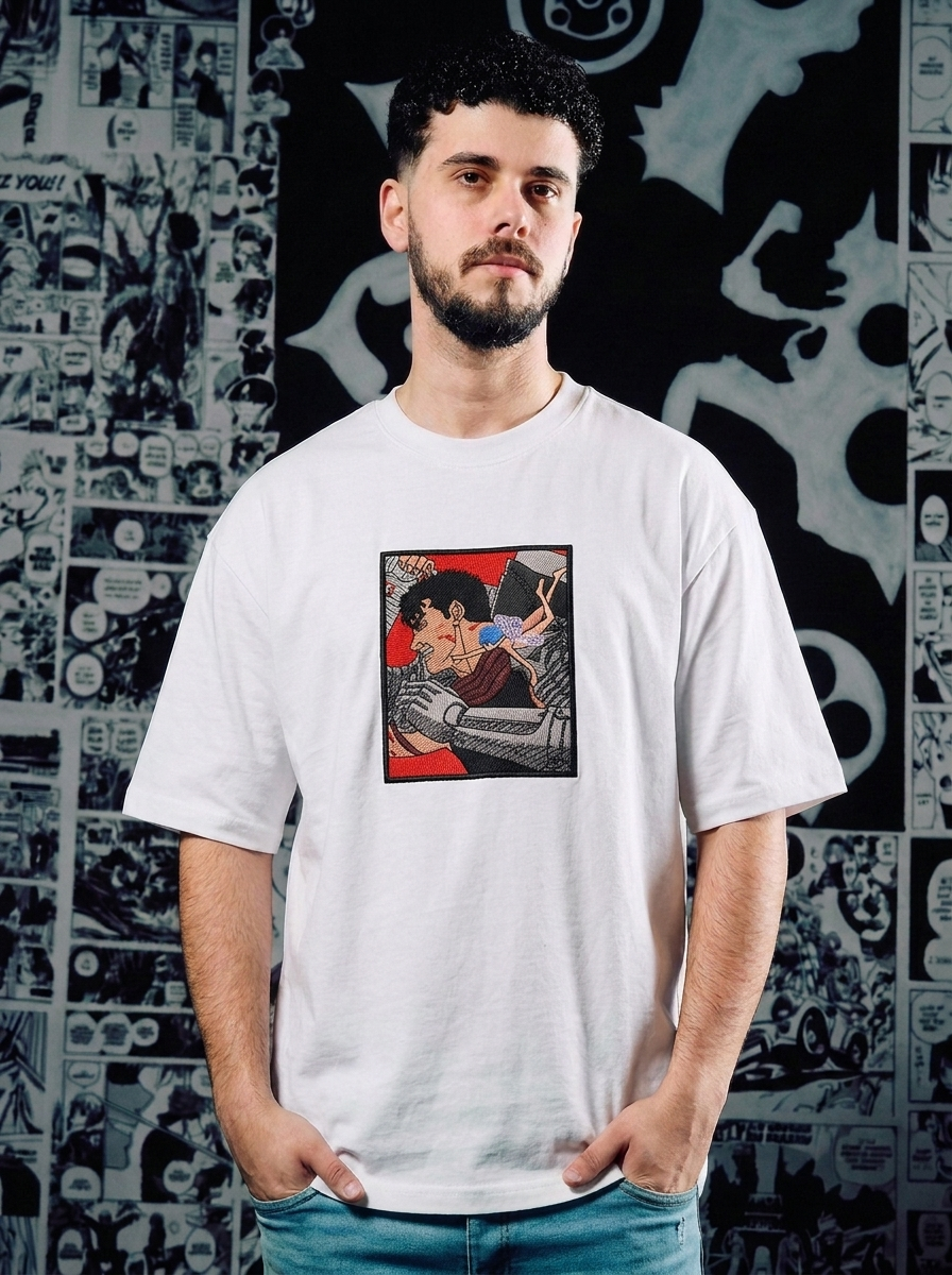 Berserk Embroidered T-Shirt – Hawk of Light – White