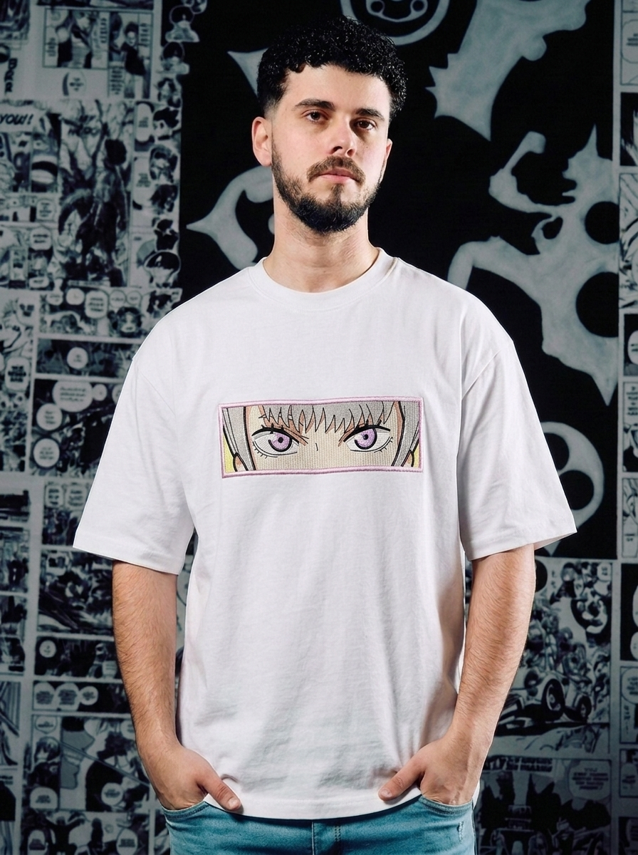 Black Clover Embroidered T-Shirt – Grimoire Bearer – White