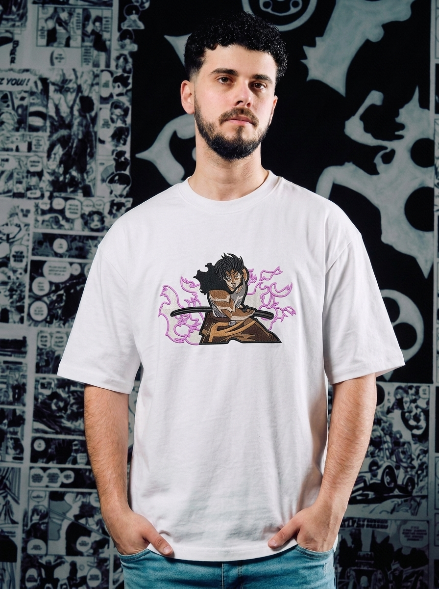 Black Clover Embroidered T-Shirt – Devil Union Knight – White