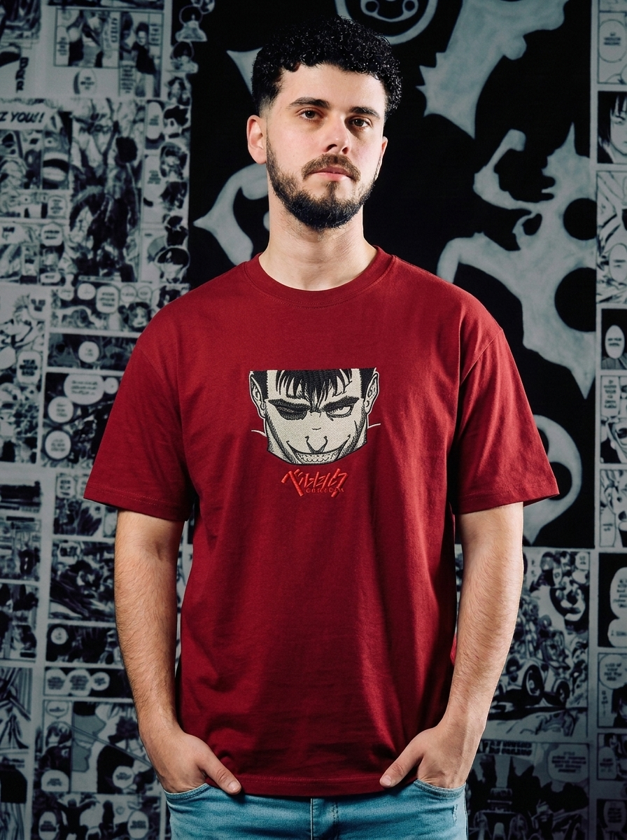 Berserk Embroidered T-Shirt – Apostle's Wrath – Dark Red