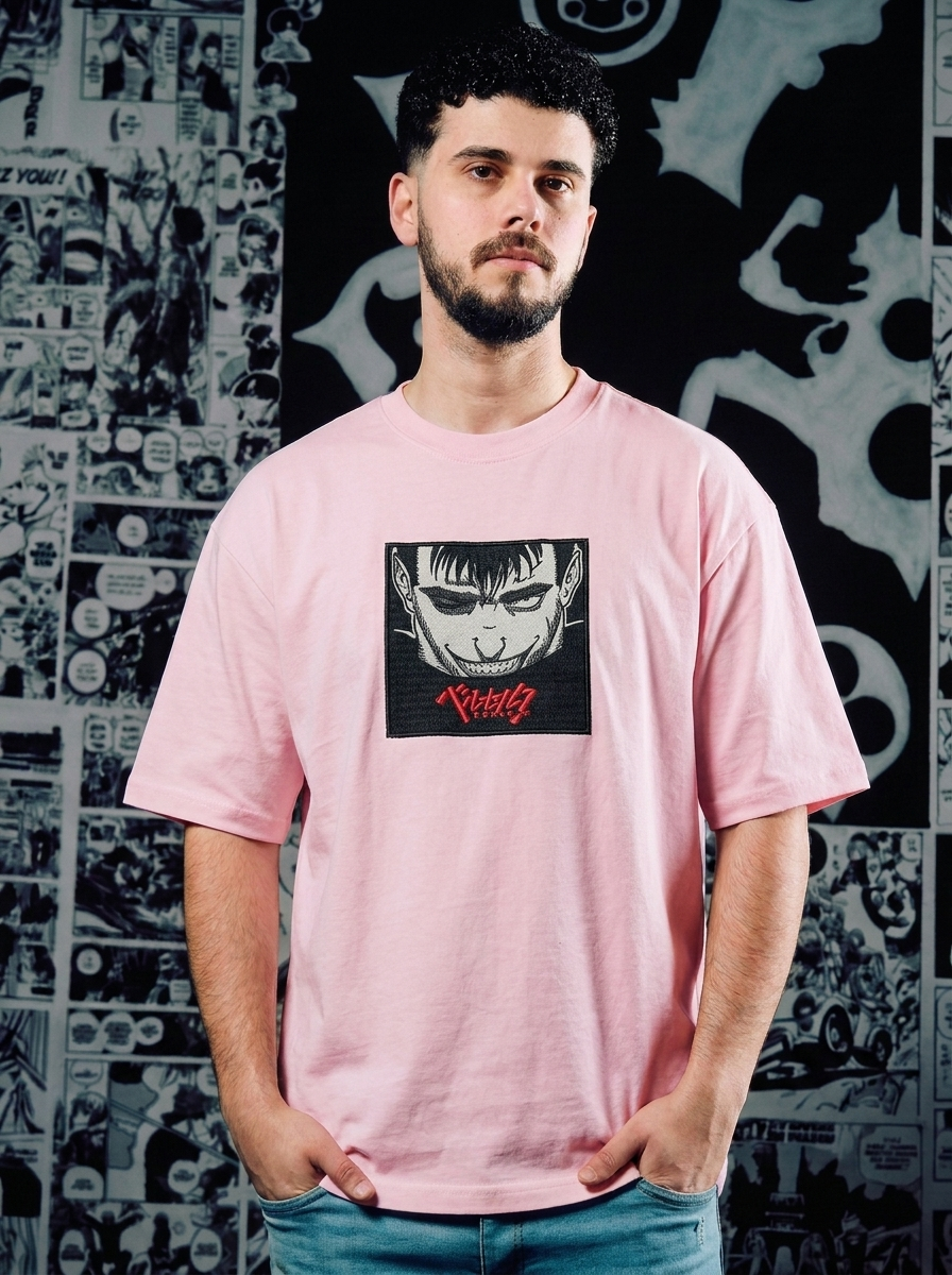 Berserk Embroidered T-Shirt – Apostle's Wrath – Light Pink
