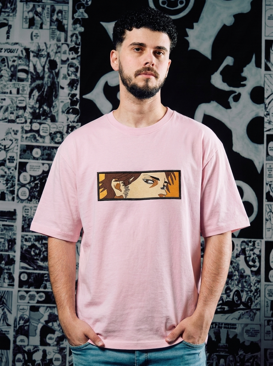 Black Clover Embroidered T-Shirt – Clover Kingdom Elite – Light Pink
