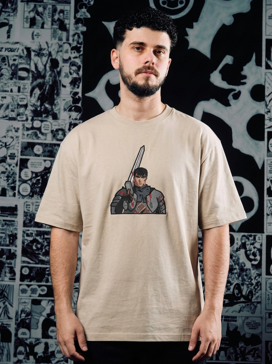 Berserk Embroidered T-Shirt – Berserker Armor – Beige