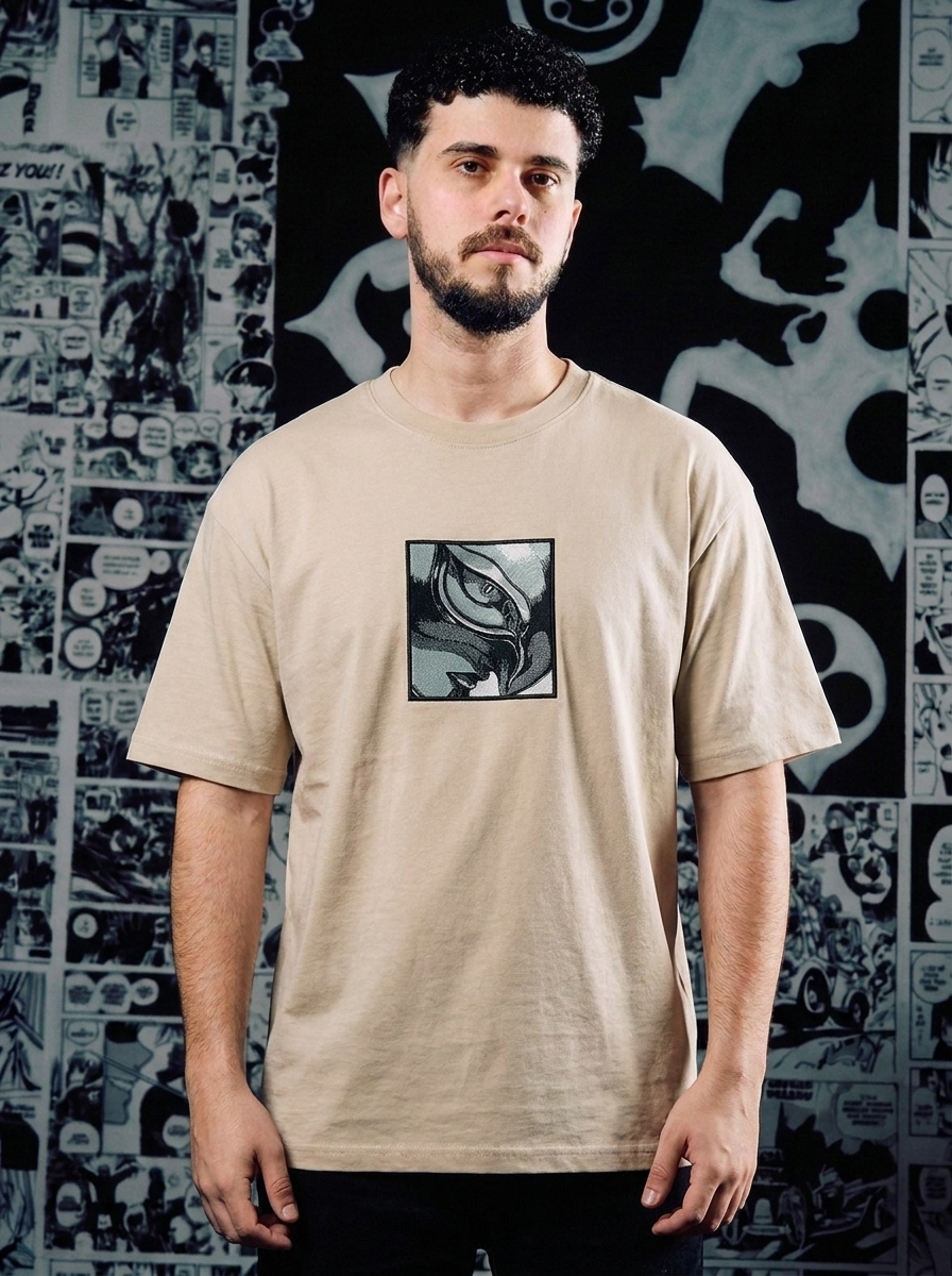 Berserk Embroidered T-Shirt – Band of the Hawk – Beige