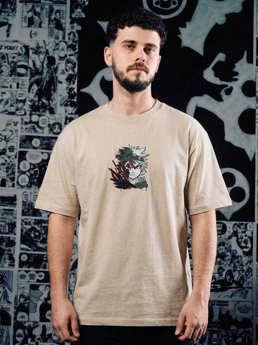 Black Clover Embroidered T-Shirt – Wind Spirit Mage – Beige