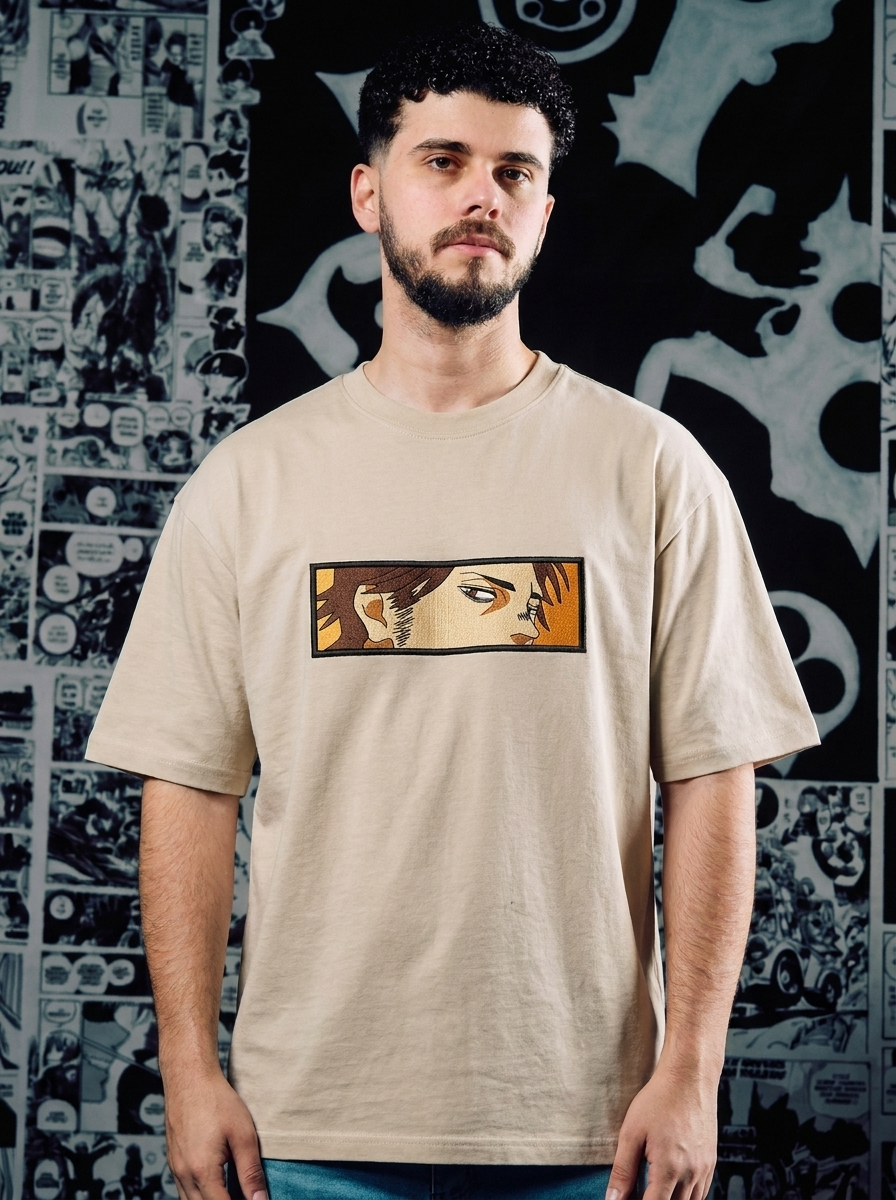 Black Clover Embroidered T-Shirt – Clover Kingdom Elite – Beige
