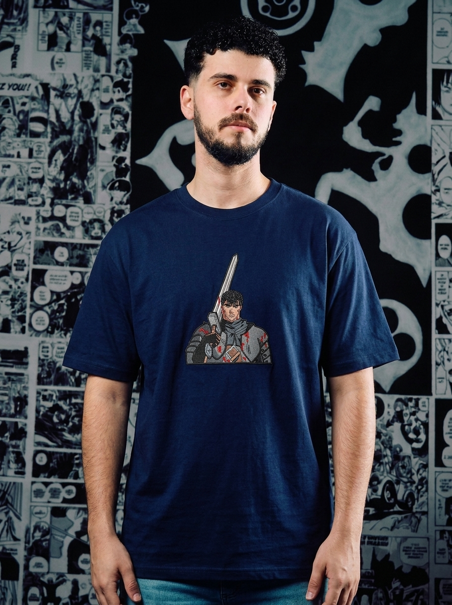 Berserk Embroidered T-Shirt – Berserker Armor – Navy