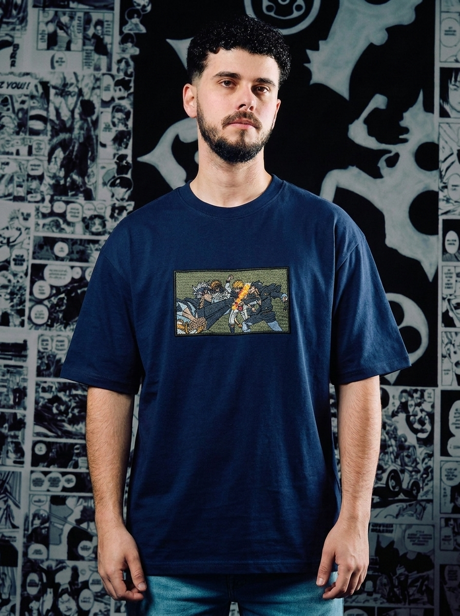 Black Clover Embroidered T-Shirt – Anti-Magic Swordsman – Navy