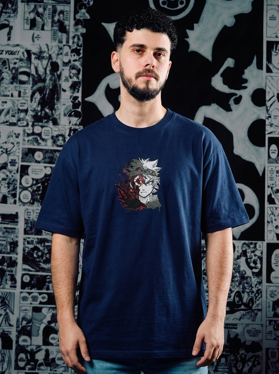 Black Clover Embroidered T-Shirt – Wind Spirit Mage – Navy