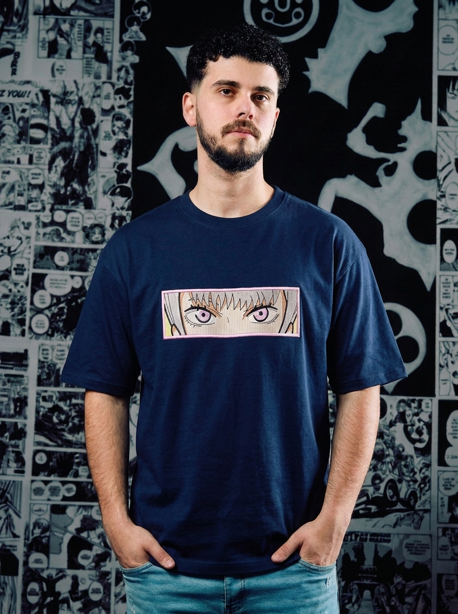 Black Clover Embroidered T-Shirt – Grimoire Bearer – Navy