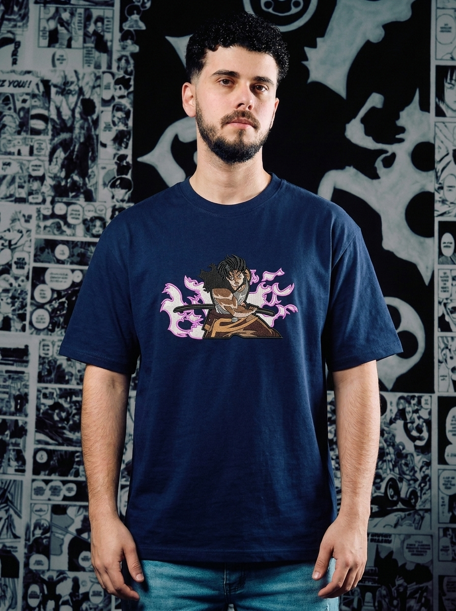 Black Clover Embroidered T-Shirt – Devil Union Knight – Navy