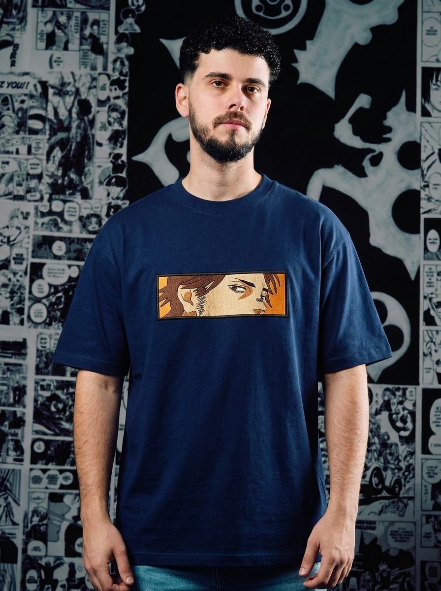 Black Clover Embroidered T-Shirt – Clover Kingdom Elite – Navy