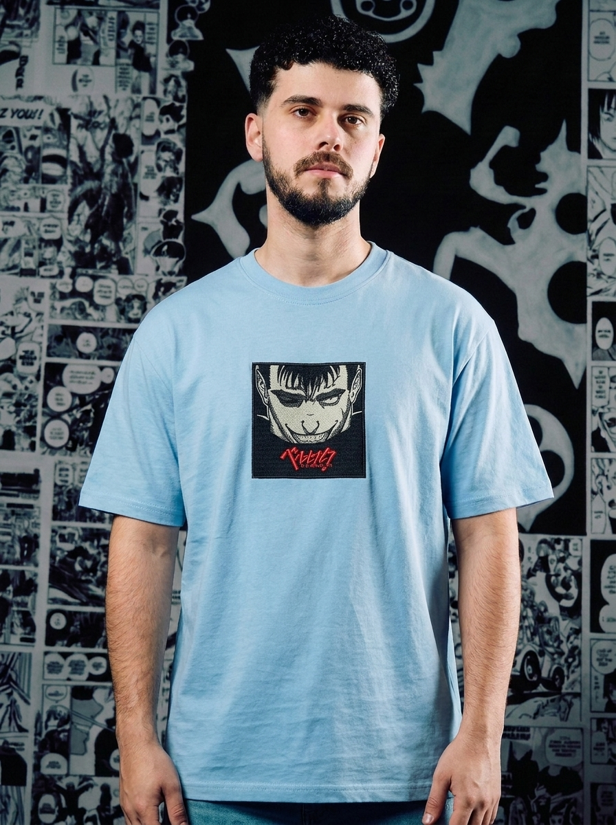 Berserk Embroidered T-Shirt – Apostle's Wrath – Light Blue